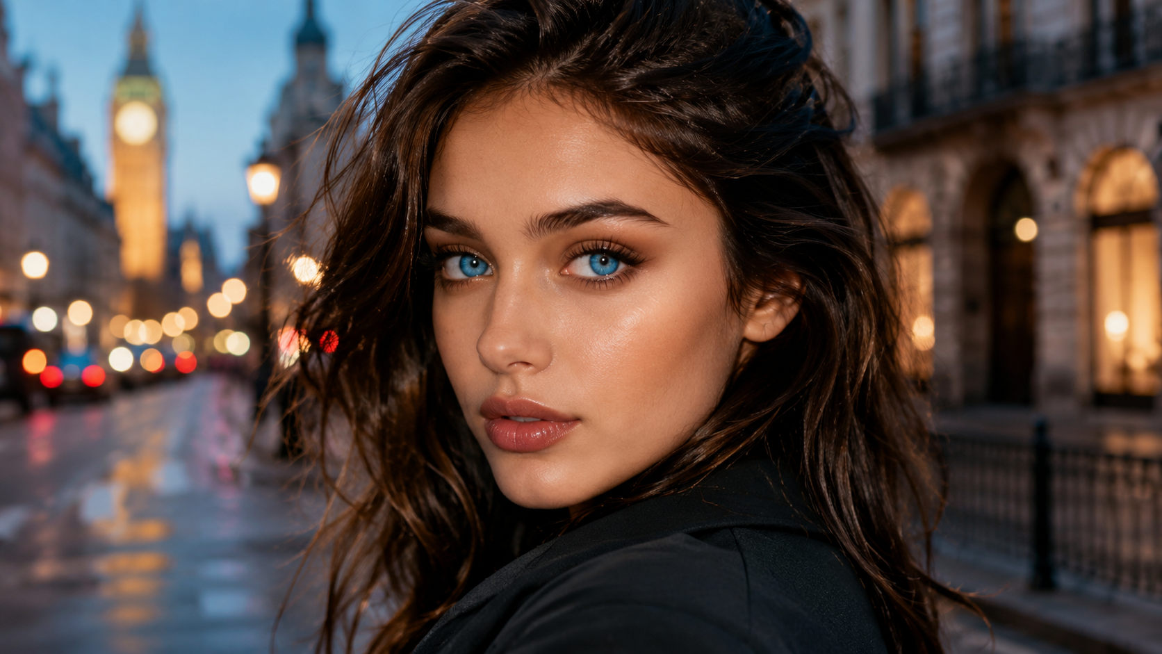 Model wearing coloured lenses